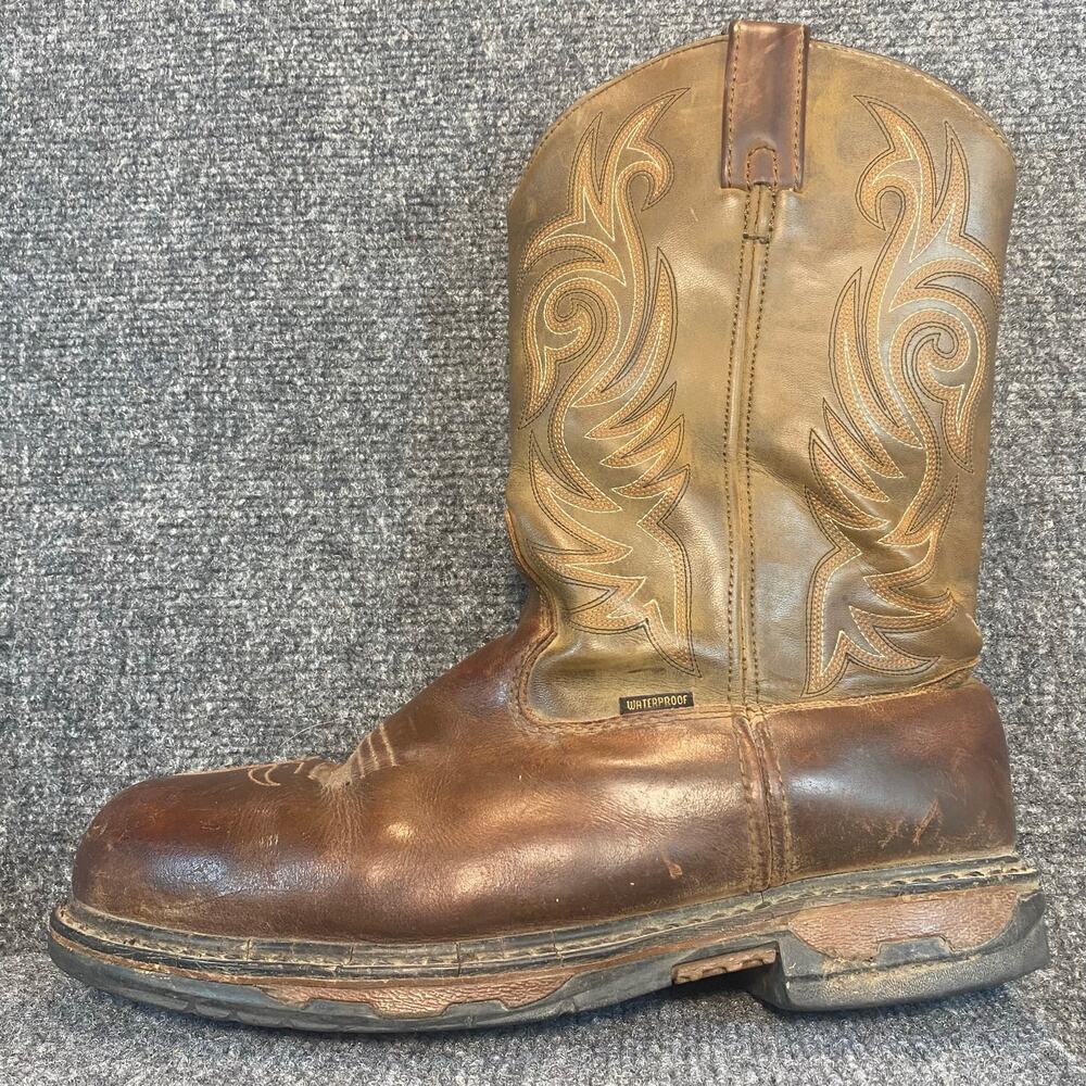 Laredo Mens Steel Toe Waterproof Work Boots Size 10.5 D Brown Leather Western